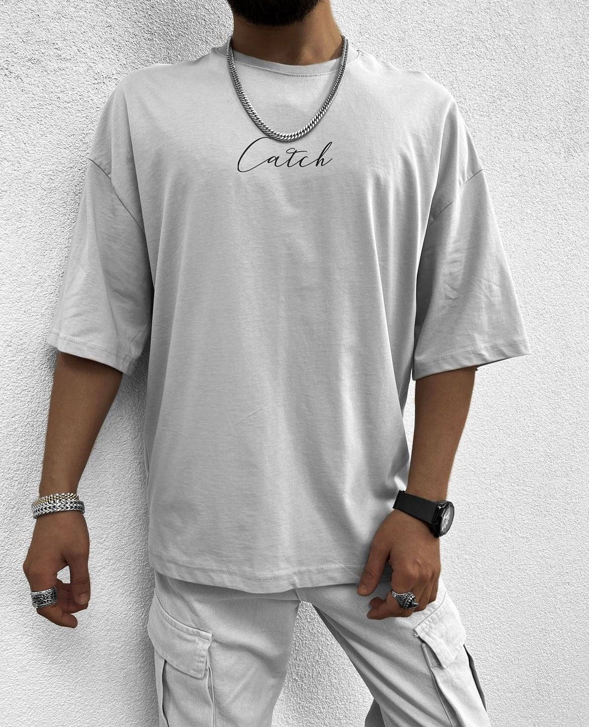 SKRRT oversized shirt (לבן)