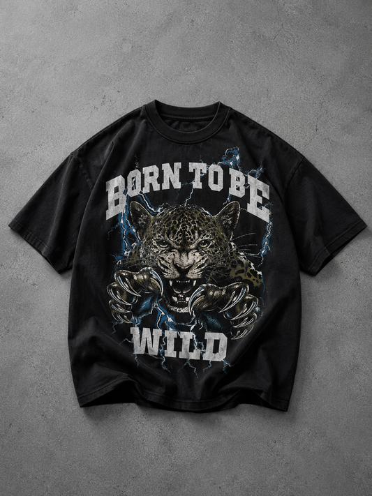 BORN TOBE oversized shirt (אפור כהה)
