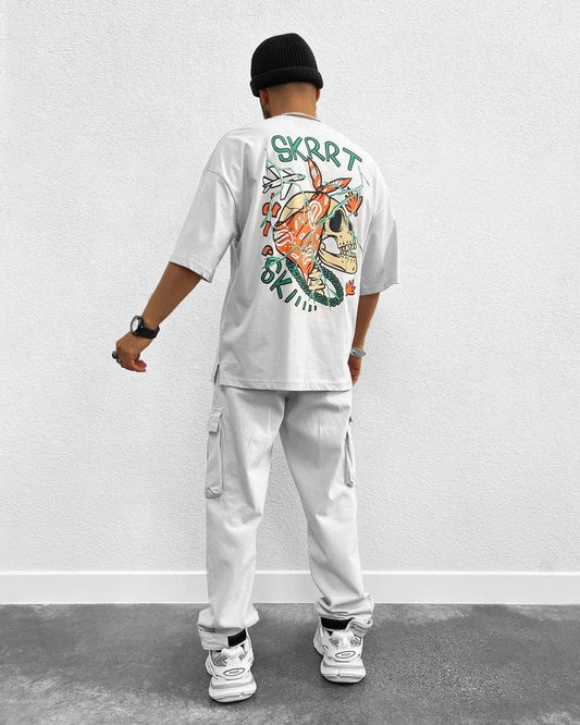 SKRRT oversized shirt (לבן)