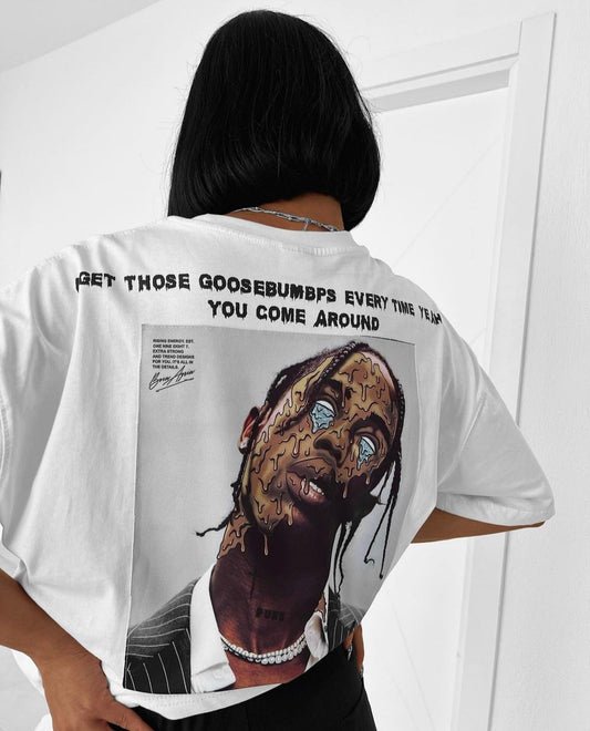 TRAVIS SCOTT oversized shirt (לבן)